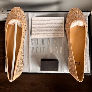 Stuart Weitzman Women's Neubeads Beige Suede Flats